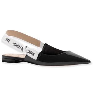 DIOR Black Patent Leather Slingback Ballerina Flat